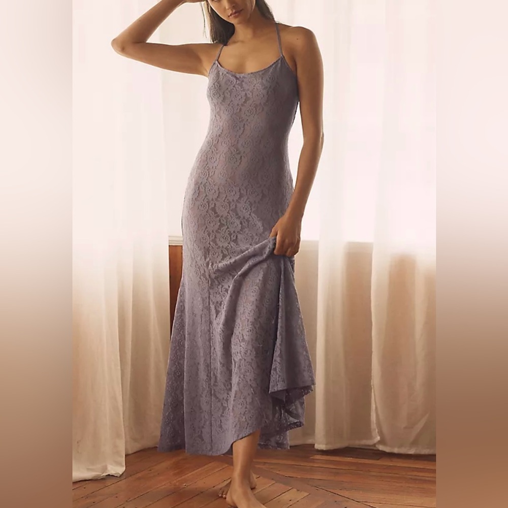 NWT XS Lyrebird Anthro Lace Maxi Slip Dress